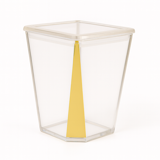 1pc Glowy Acrylic Jar – Transparent Storage Container with Golden Accent & Airtight Lid