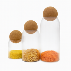 3 Pcs Glass Jar Set with Cork Lid – Airtight Kitchen Storage Containers (KDJ-04)