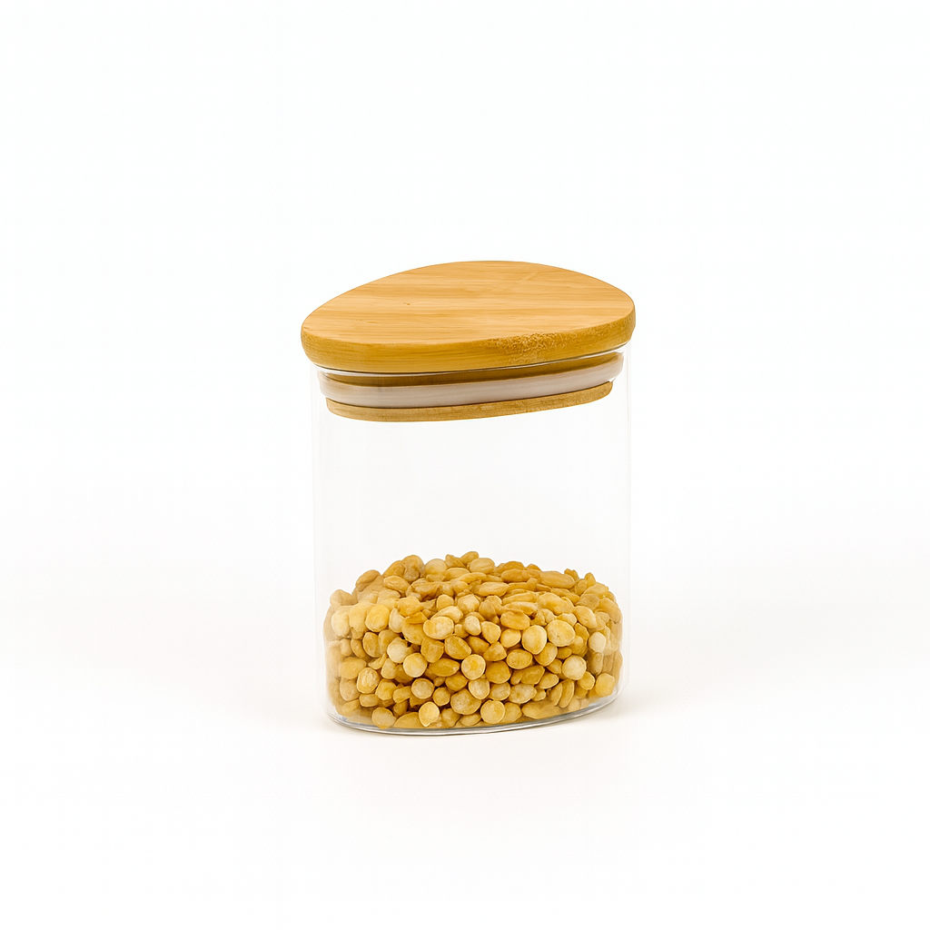 1Pc Glass Jar with Wooden Lid – Airtight Kitchen Storage Container (Small, Medium, Large)