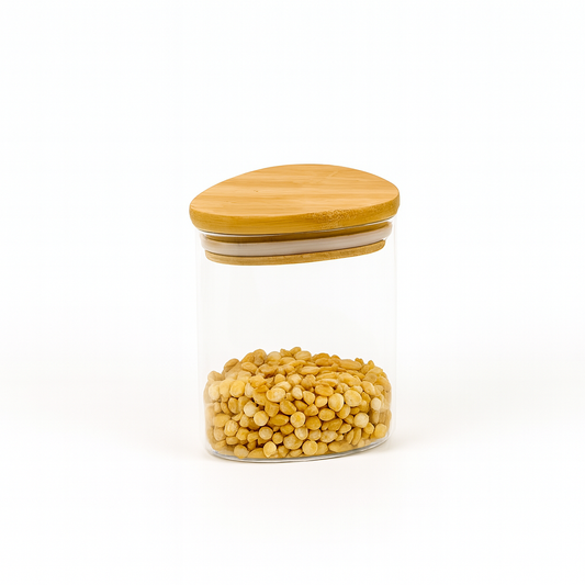 1Pc Glass Jar with Wooden Lid – Airtight Kitchen Storage Container (Small, Medium, Large)