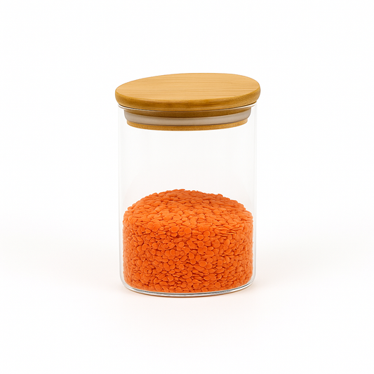 1Pc Glass Jar with Wooden Lid – Airtight Kitchen Storage Container (Small, Medium, Large)