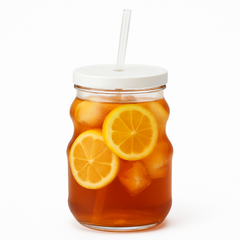 Clear Iced Tea Glass with Lid &amp; Straw – Large Transparent Drinking Jar