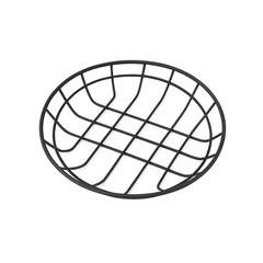 Round Flat Fries Strainer – Black & silver Stainless Steel Mesh Basket