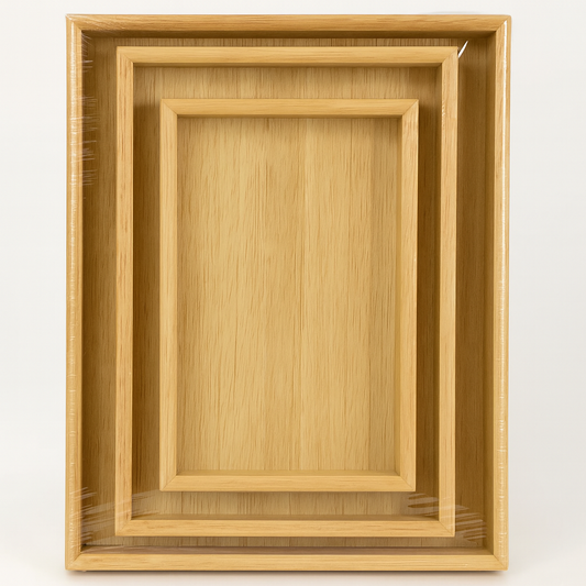 3 Pcs Wooden Tray Set – Bamboo Design