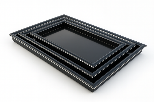 3 Pcs Wooden Tray Set – Black Finish