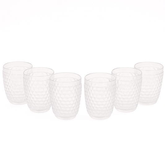 (Pack of 6) Shimmer Acrylic Glass – Premium Diamond-Cut Design Drinking Glasses