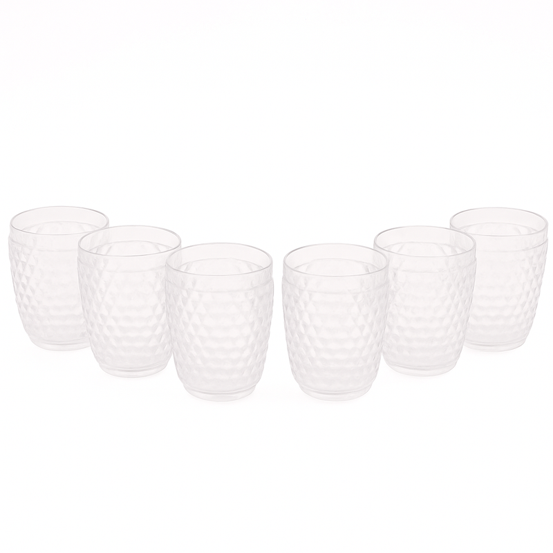 (Pack of 6) Shimmer Acrylic Glass – Premium Diamond-Cut Design Drinking Glasses - Habitt
