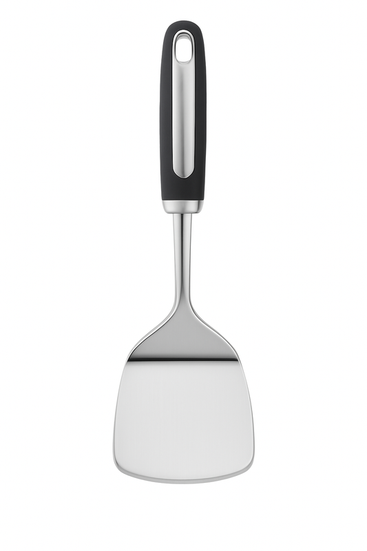 Stainless Steel Kitchen Spatula – Small & Medium Sizes with Ergonomic Non-Slip Handle for Cooking & Serving