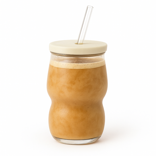 Clear Iced Tea Glass with Lid & Straw – Large Curved Drinking Jar