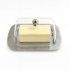 Stainless Steel Butter Dish with Clear Lid – Elegant Tabletop Butter Dish