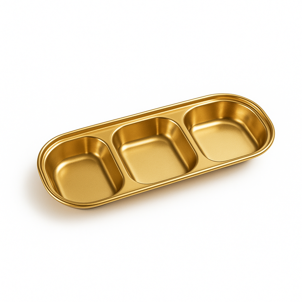 Gold Finish Stainless Steel Compartment Dish – 1, 2, 3 & 4 Section Plates for Snacks & Serving