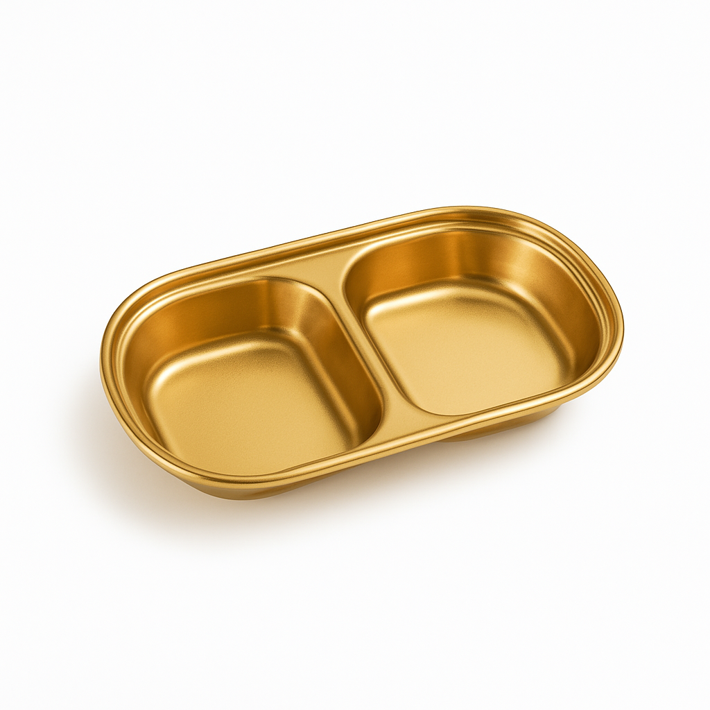 Gold Finish Stainless Steel Compartment Dish – 1, 2, 3 & 4 Section Plates for Snacks & Serving