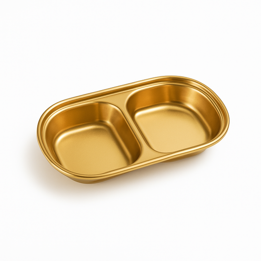 Gold Finish Stainless Steel Compartment Dish – 1, 2, 3 & 4 Section Plates for Snacks & Serving