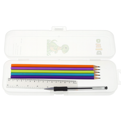 Dino Multi‑Box – Transparent Stationery Storage Case for Kids & School Supplies