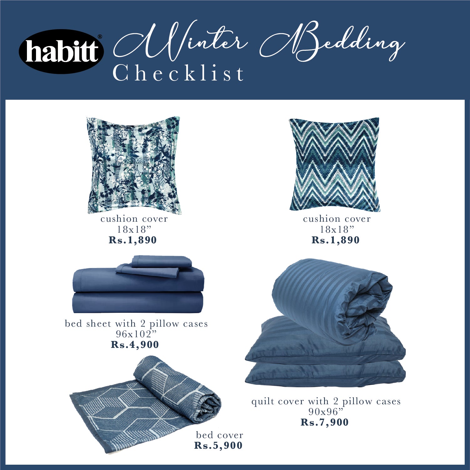 Blue Chev Bedding Set - Habitt