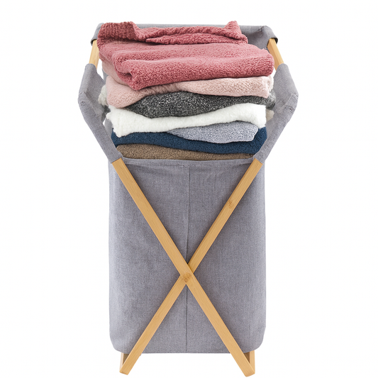 Laundry Basket – Cloth & Wooden Frame – #13-1