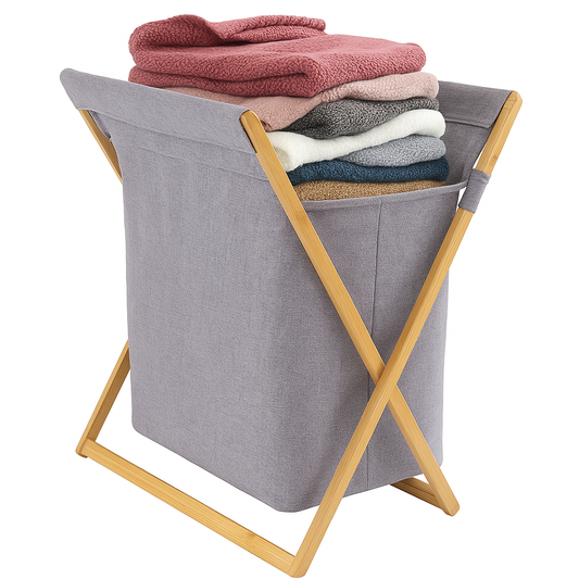 Laundry Basket – Cloth & Wooden Frame – #13-1