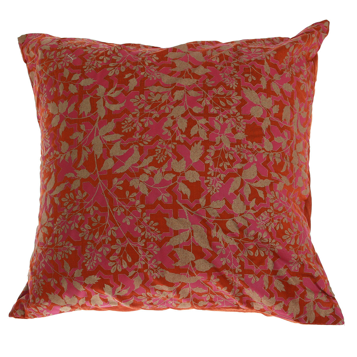 Rust Gold Floral Cushion Cover 18x18