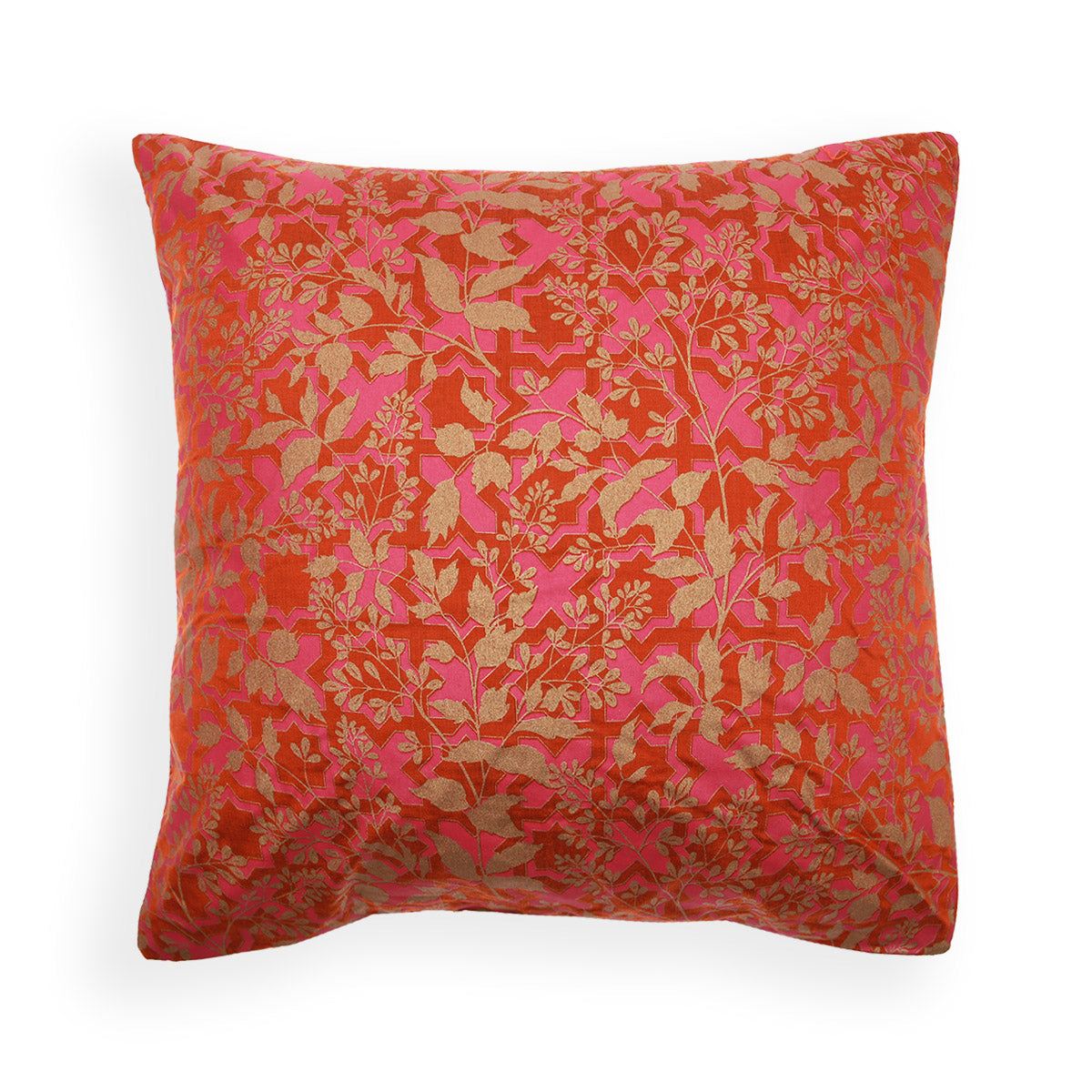 Rust Gold Floral Cushion Cover 18x18