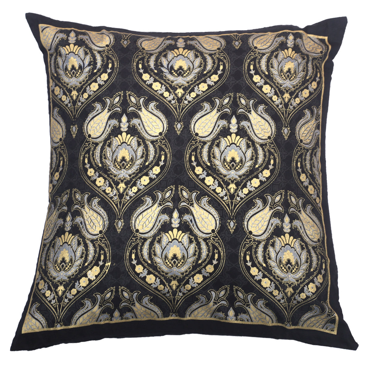 Gold Floral Cushion Cover 18x18"