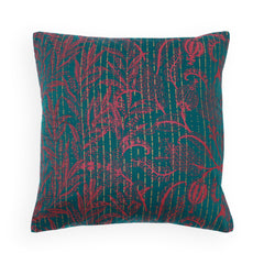 Aqua Floral Pomo Cushion Cover 18x18