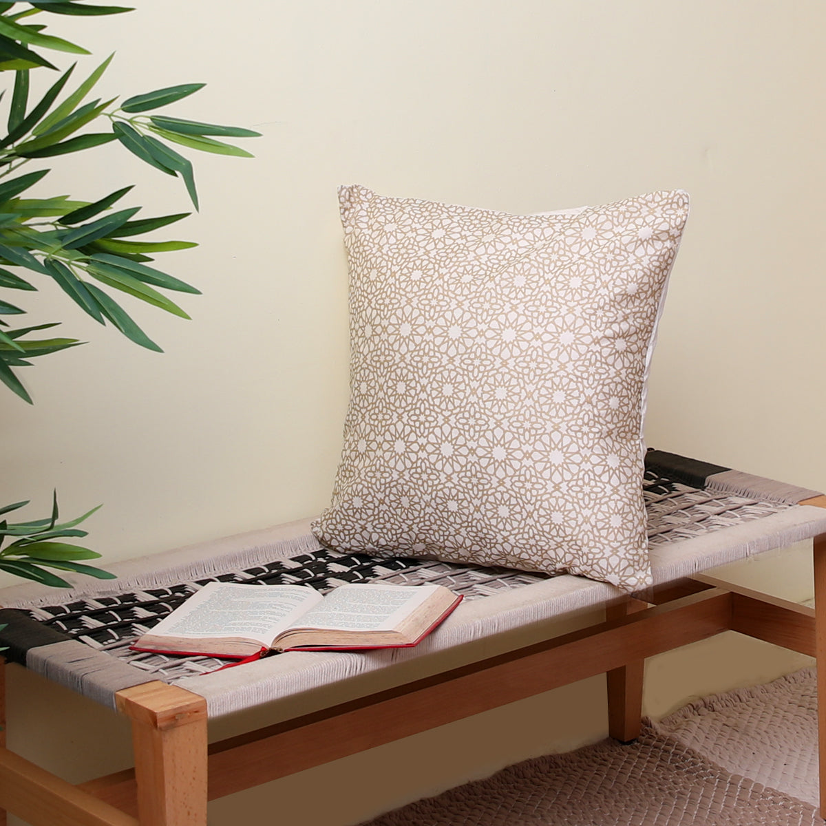 Geometric Pattern Gold Cushion Cover 18x18"