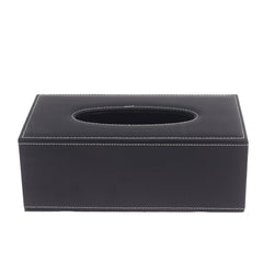 Dustbin With Tissue Box Leather Black