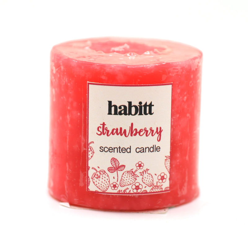 Strawberry Pillar Candle 2x2" - Habitt