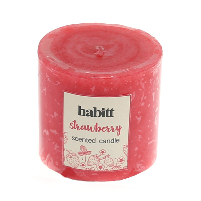 Strawberry Pillar Candle 2x2" - Habitt