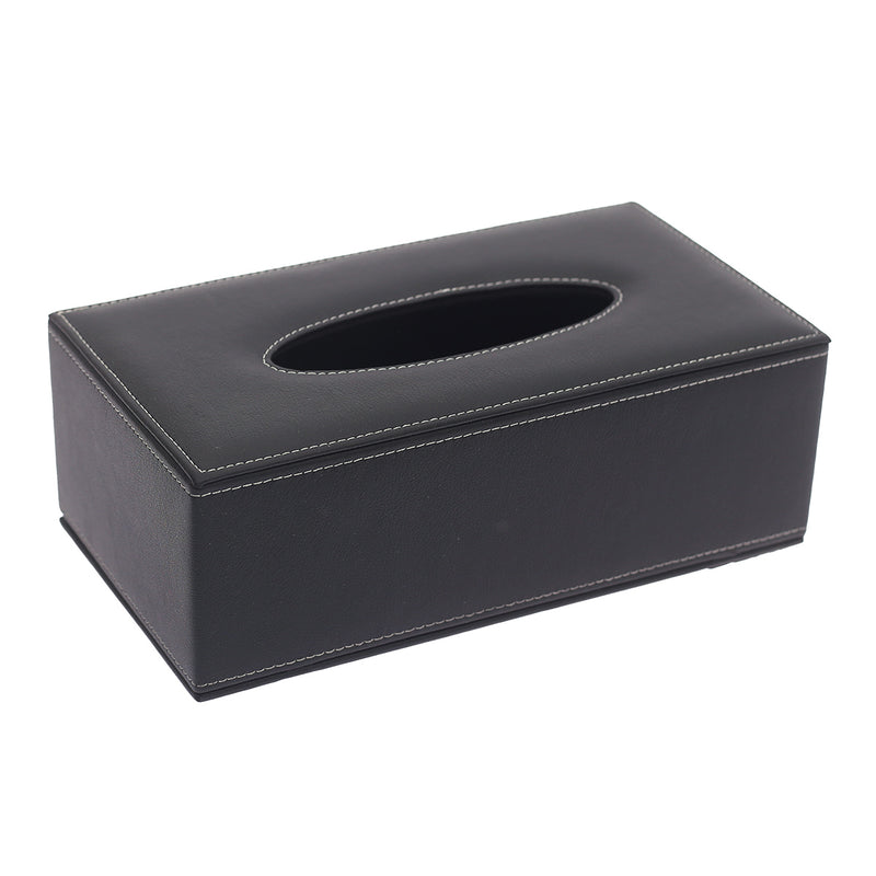 Black Leather Tissue box (Black) - Habitt