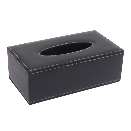 Black Leather Tissue box (Black) - Habitt