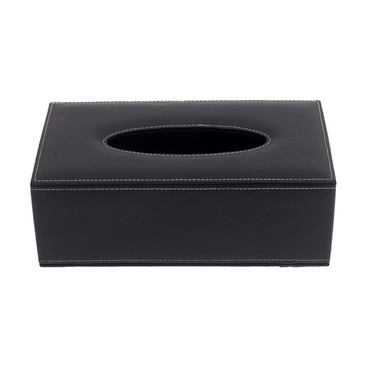 Black Leather Tissue box (Black) - Habitt