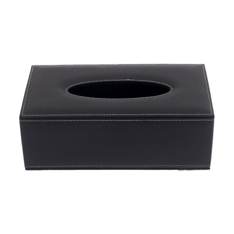 Black Leather Tissue box (Black) - Habitt