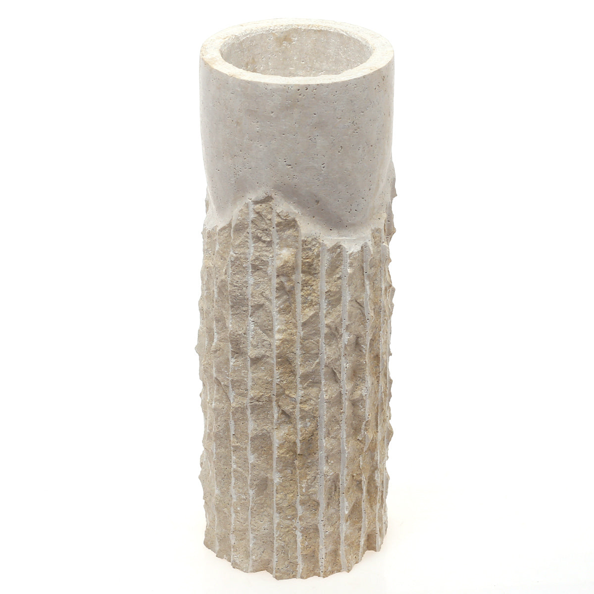 VASE WITH CHISSEL 5X5X12.MARBLE.BEIGE..