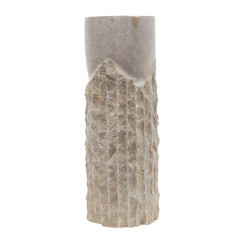 VASE WITH CHISSEL 5X5X12.MARBLE.BEIGE..