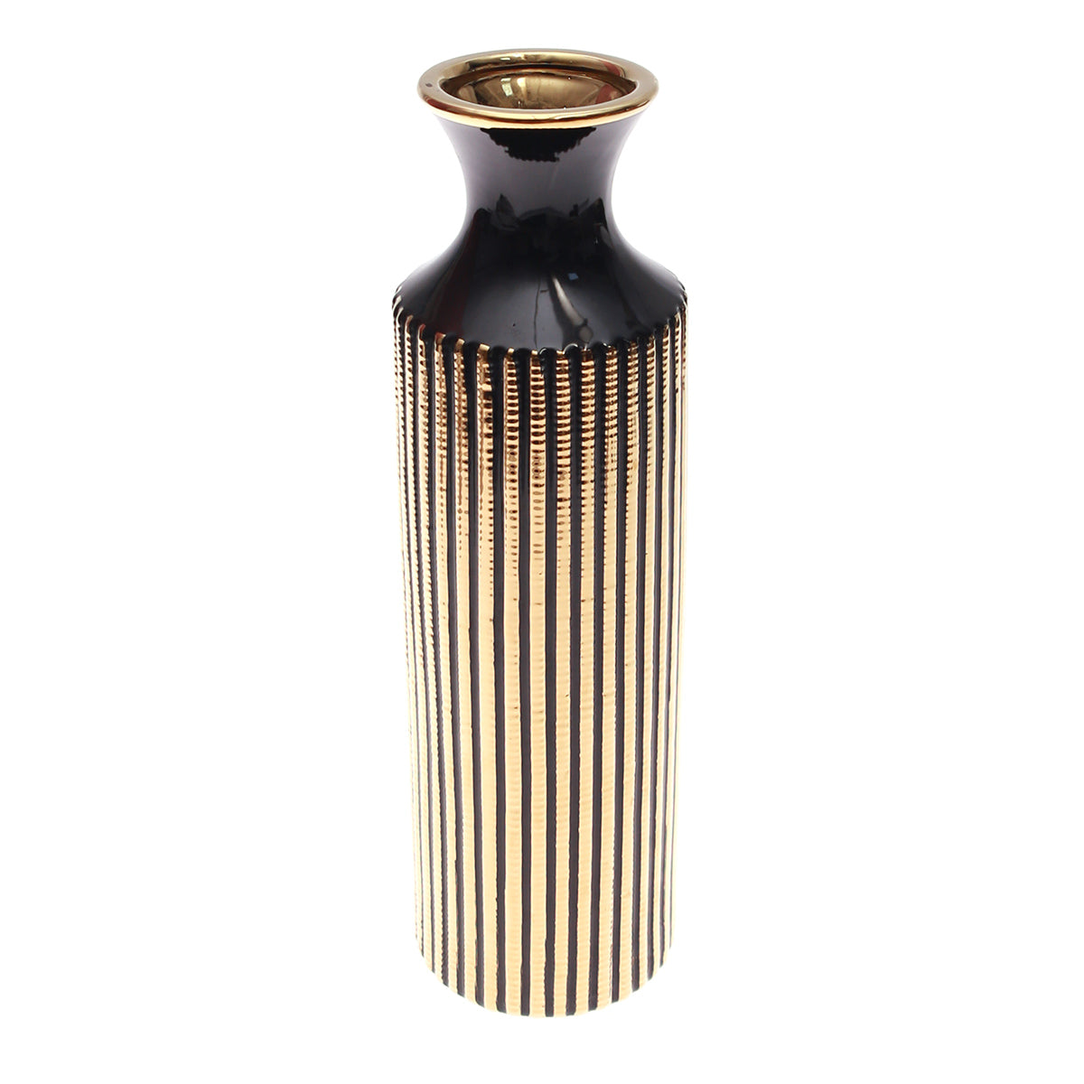 TABLE VASE.CERAMIC.BLACK GOLDEN.L.BG-890