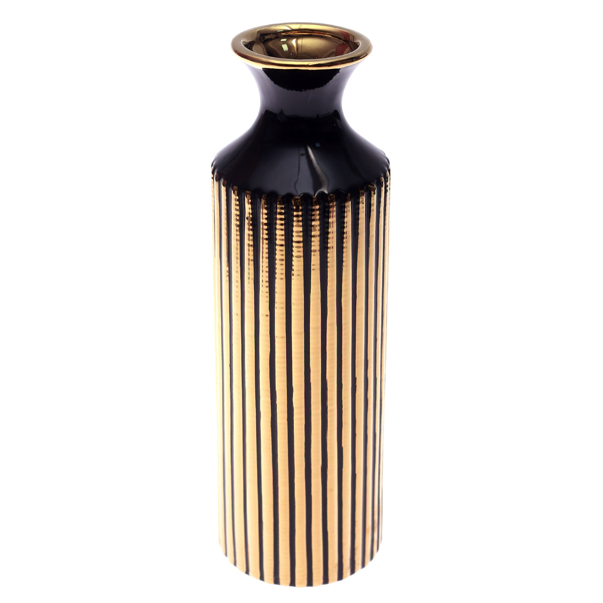 TABLE VASE.CERAMIC.BLACK GOLDEN.M.BG-890