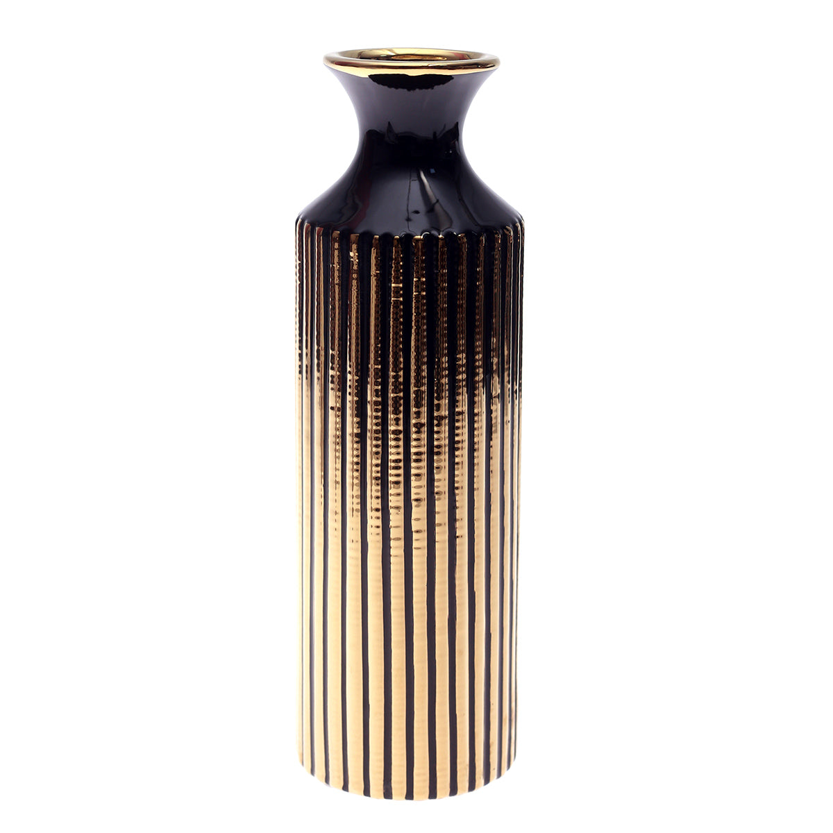 TABLE VASE.CERAMIC.BLACK GOLDEN.M.BG-890