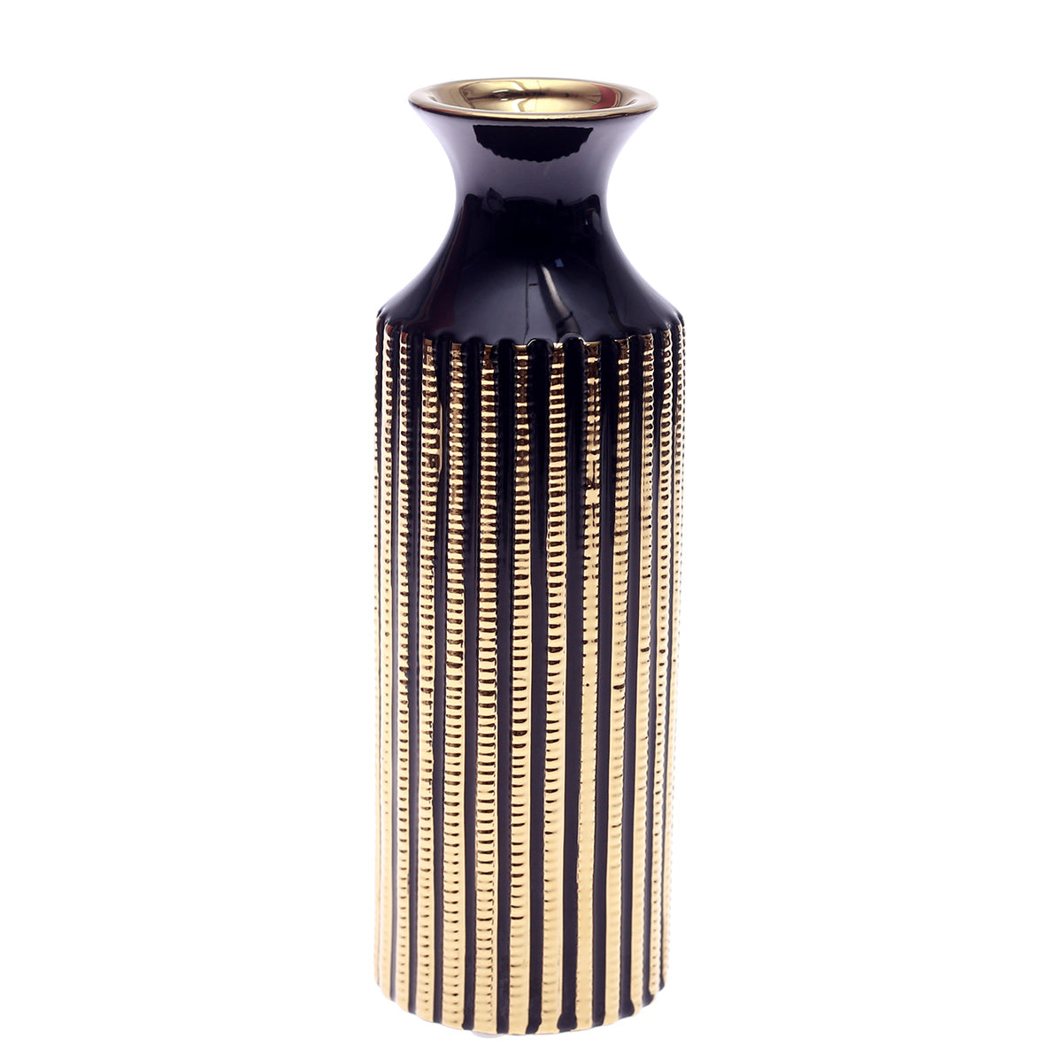 TABLE VASE.CERAMIC.BLACK GOLDEN.S.BG-890