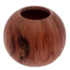 WOODEN TABLE VASE(L).WOOD.BROWN..