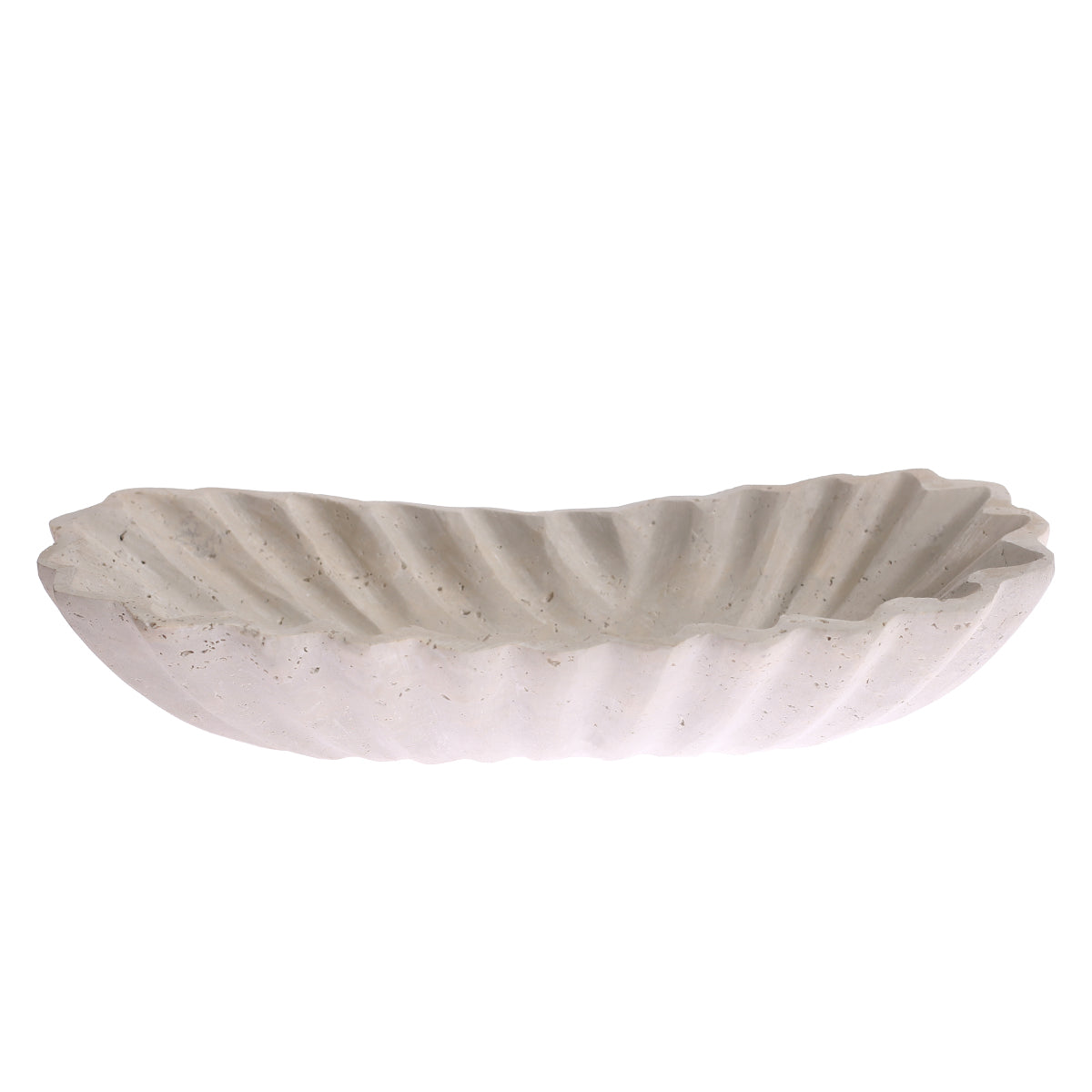 FLUTED BOWL 14X6X3.STONE.OFF WHITE