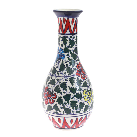 Vase Surahi No-2 Ceramic Multi Blue Pott - Habitt