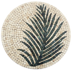 Round T-Leaf Art in Mosaic.White.16x16.