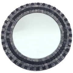 Round Mirror In Mosaic.Grey White.16x16.