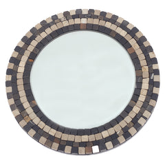 Round Mirror In Mosaic.Beige Black.16x16