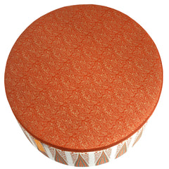 Gold Lines Damask Round Ottoman