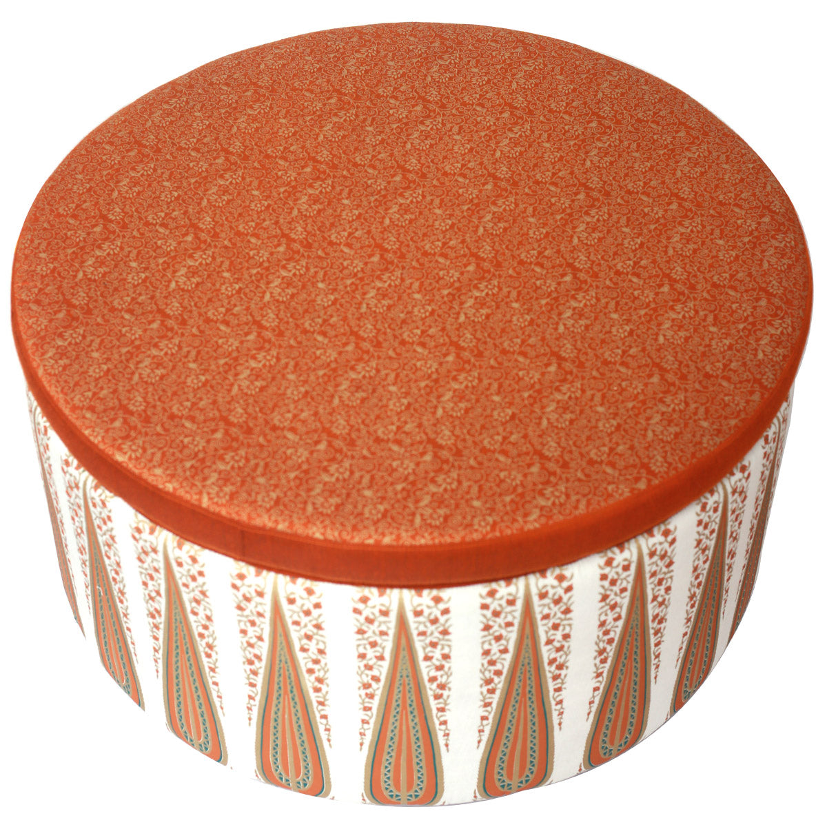 Gold Lines Damask Round Ottoman