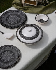 Noir Chic Dinner Set – Modern Mandala Elegance for Sophisticated Dining (22 / 30 / 43 PCS)