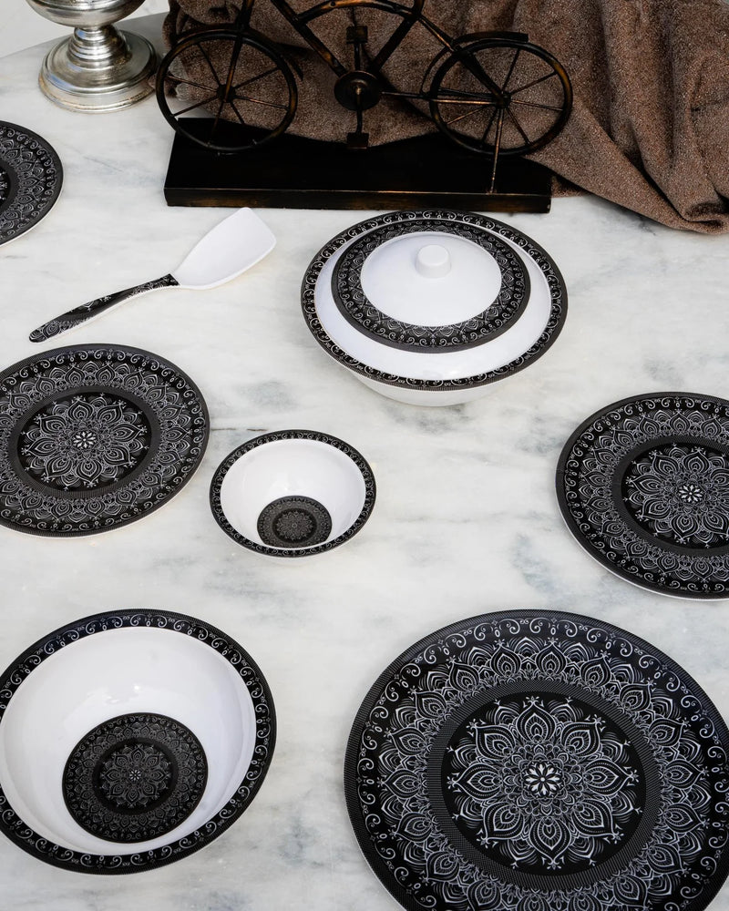 Noir Chic Dinner Set – Modern Mandala Elegance for Sophisticated Dining (22 / 30 / 43 PCS) - Habitt