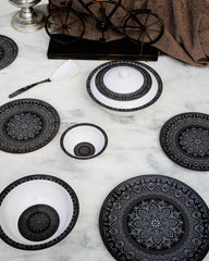 Noir Chic Dinner Set – Modern Mandala Elegance for Sophisticated Dining (22 / 30 / 43 PCS)